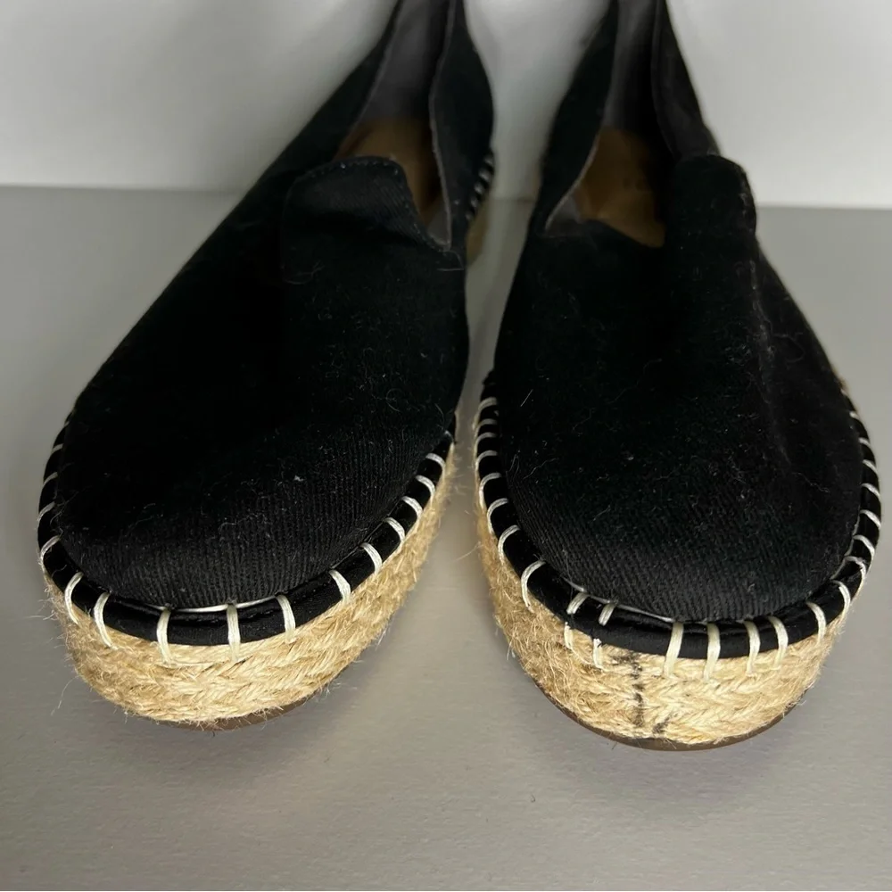 Joie Cara Black Canvas Platform Espadrille Shoes‎